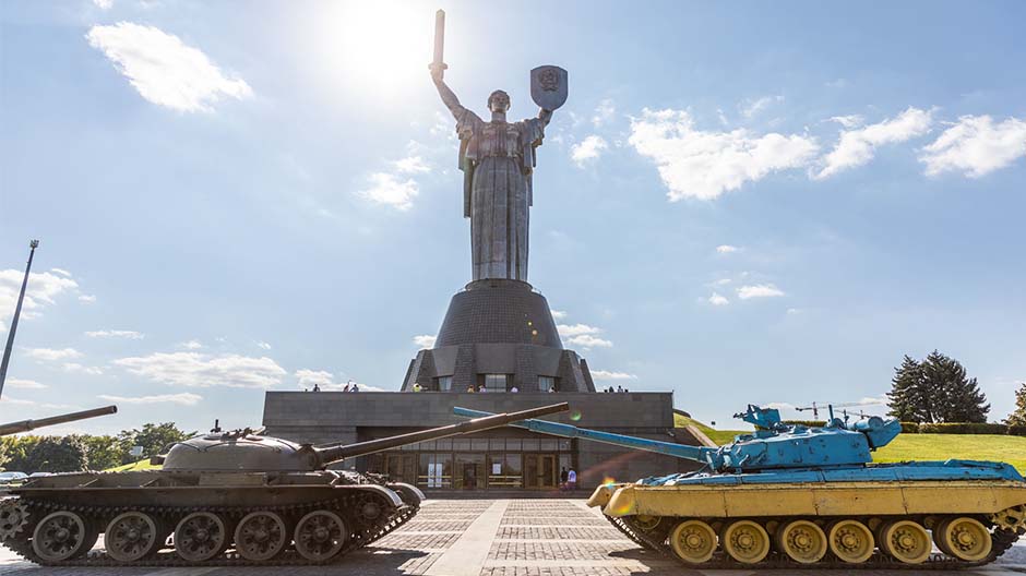 Monumental: the Motherland Monument in the centre of the National History Museum of Ukraine in the Second World War.
