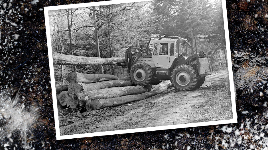 Outtröttlig skogsarbetare: MB-trac – på bild syns bland annat modellen MB-trac 1300 med byggstart 1976 – var pålitlig även under de tuffaste villkor.